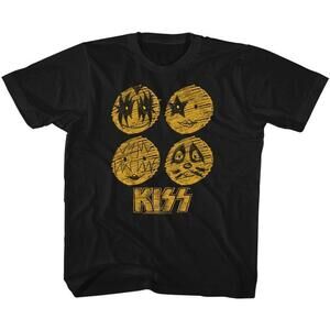 Kiss Sketchy Faces Black T Shirt